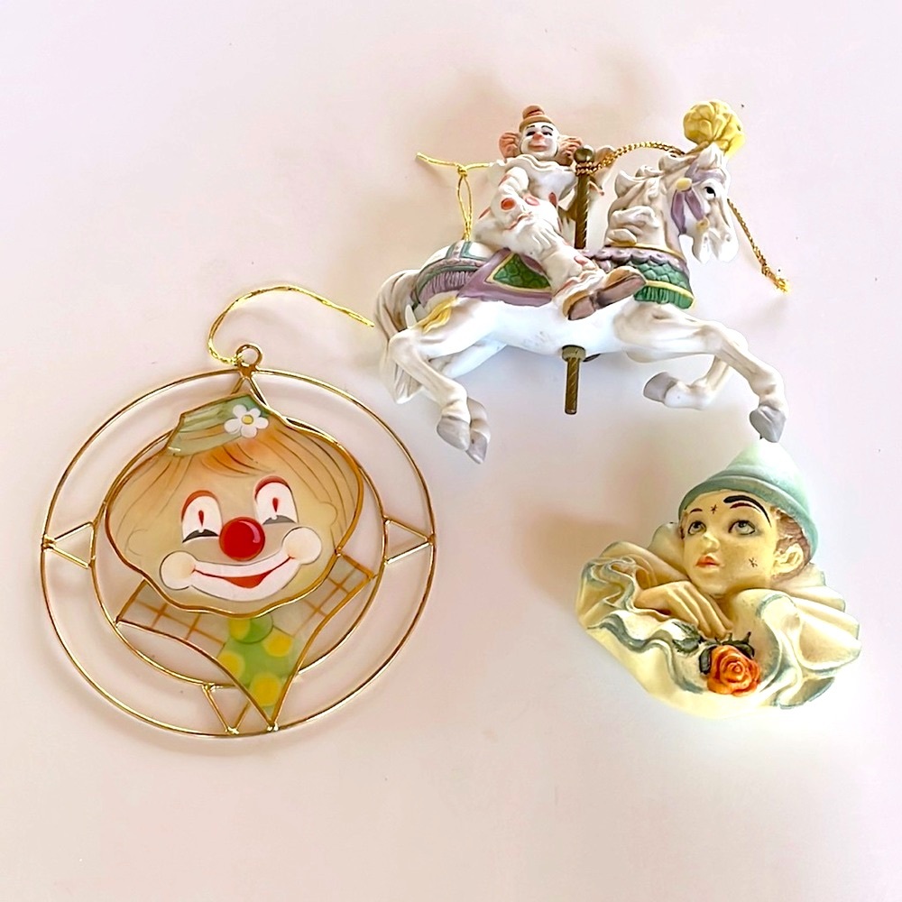 VTG 1980’s-1990’s Clown Christmas Ornaments